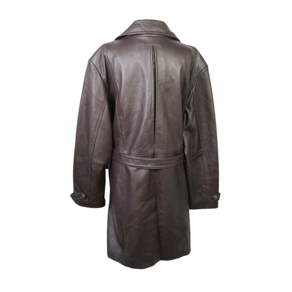 Vintage Y2K Centigrade Dark Brown Genuine Leather Trench Coat Jacket Womens 2X - Picture 4 of 6